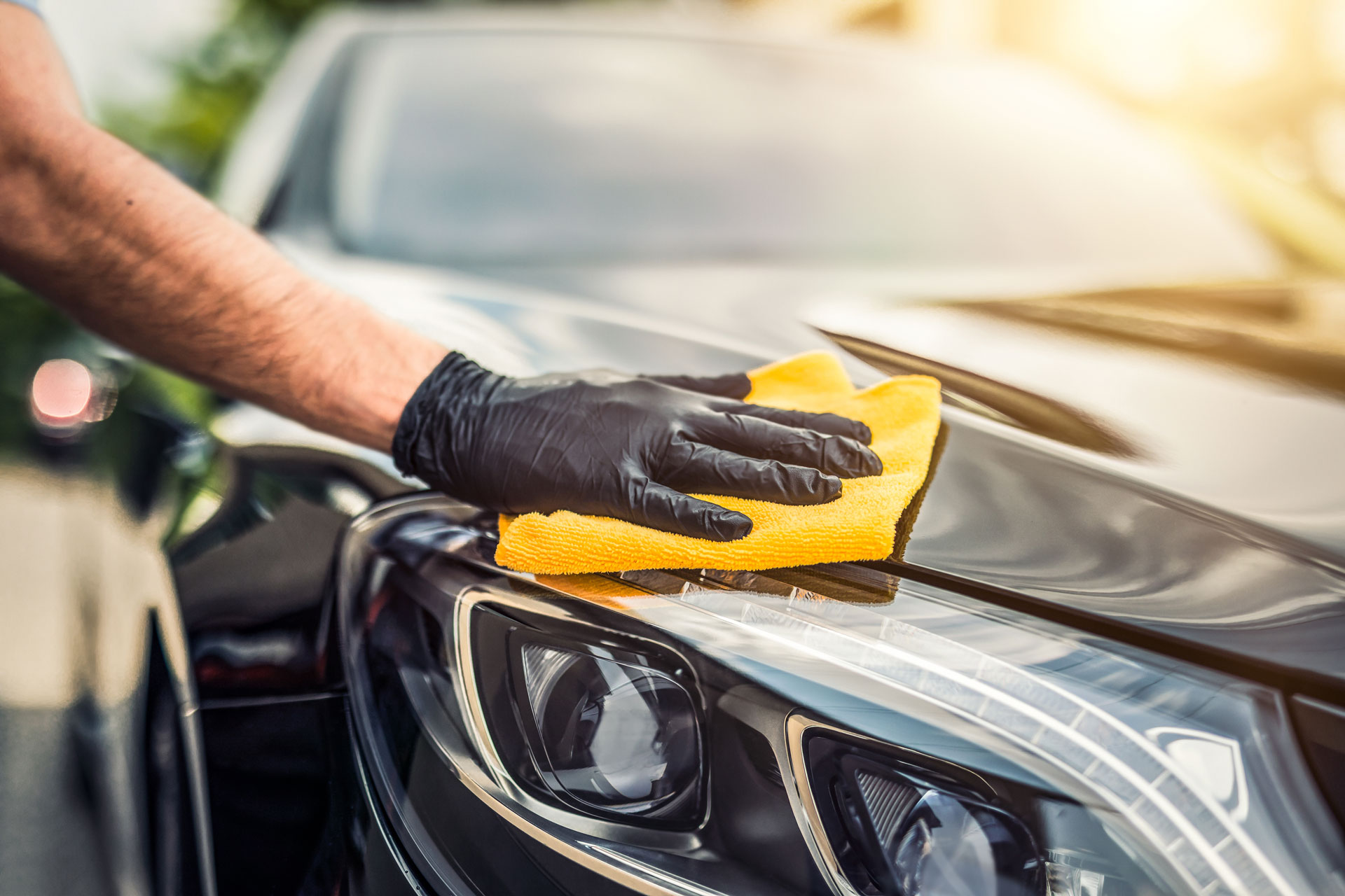 people applying paint protection film to a car